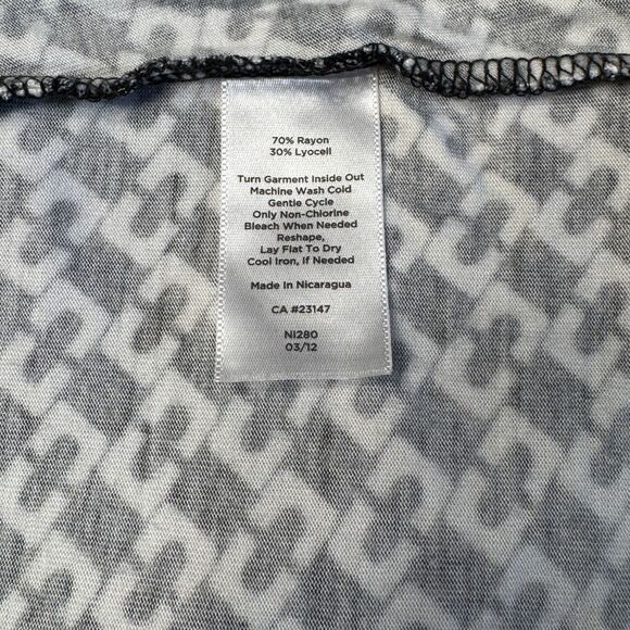 Talbots Black White Geometric Long Sleeve Drape Cowl Neck Top Women's M Stretch - Picture 4 of 10